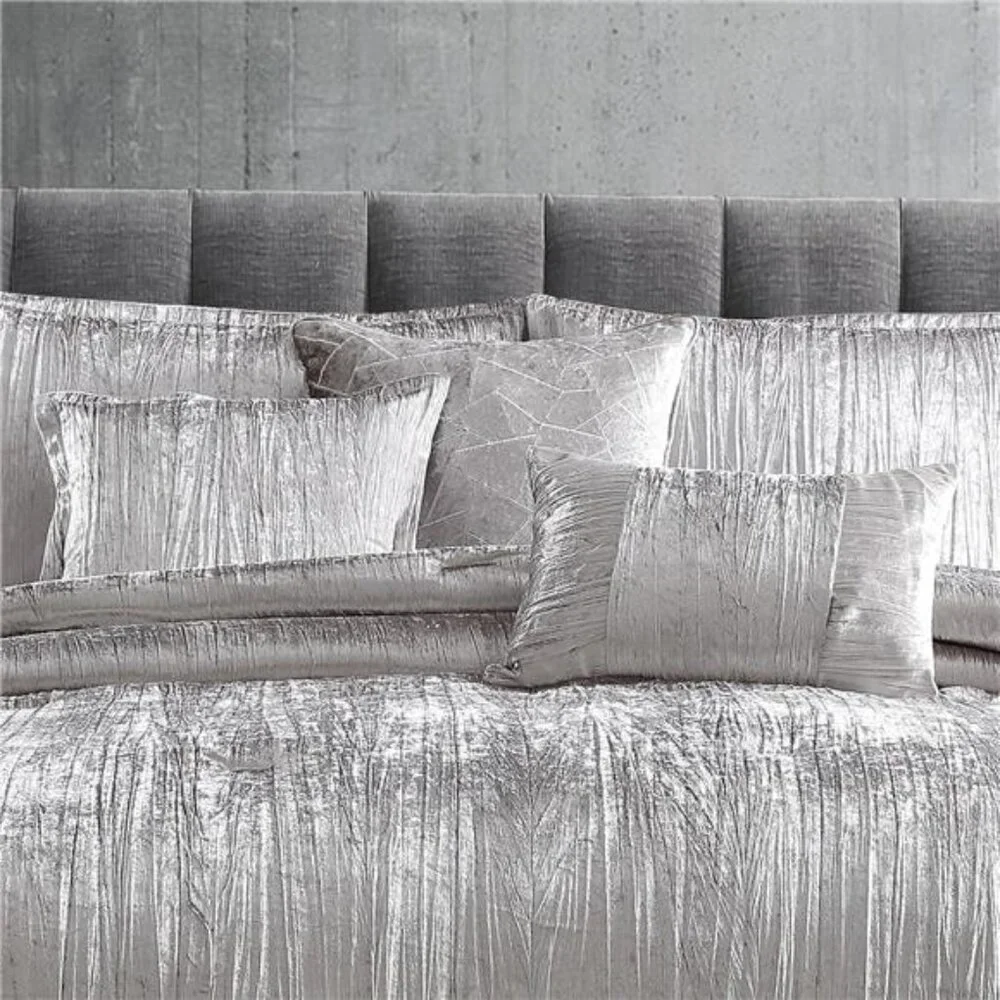 Home Turin Comforter Set, King, Silver, 7 Piece Set